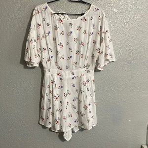 Floral Romper with Open Back